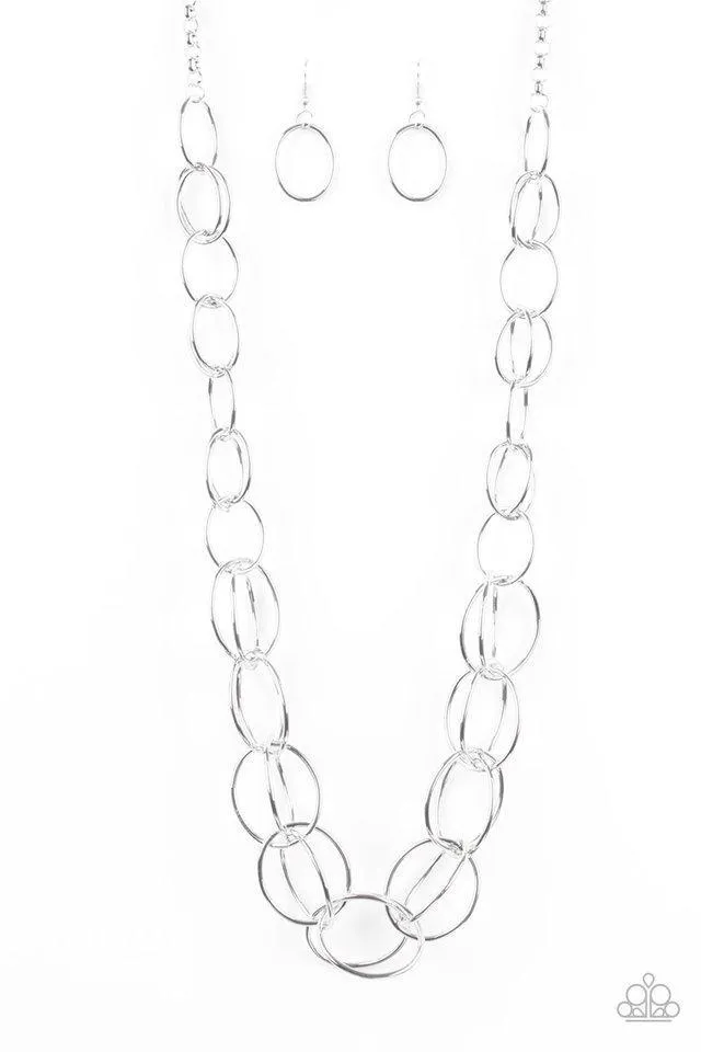 Elegantly Ensnared Silver Necklace - Paparazzi Accessories