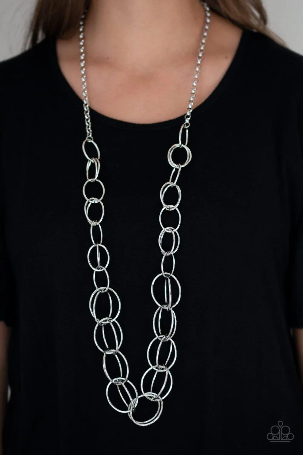 Elegantly Ensnared Silver Necklace - Paparazzi Accessories