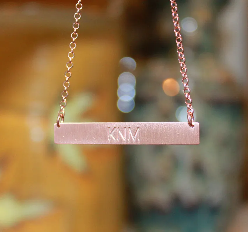 Engraved Gold Bar Necklace-Kardashians-Jenners