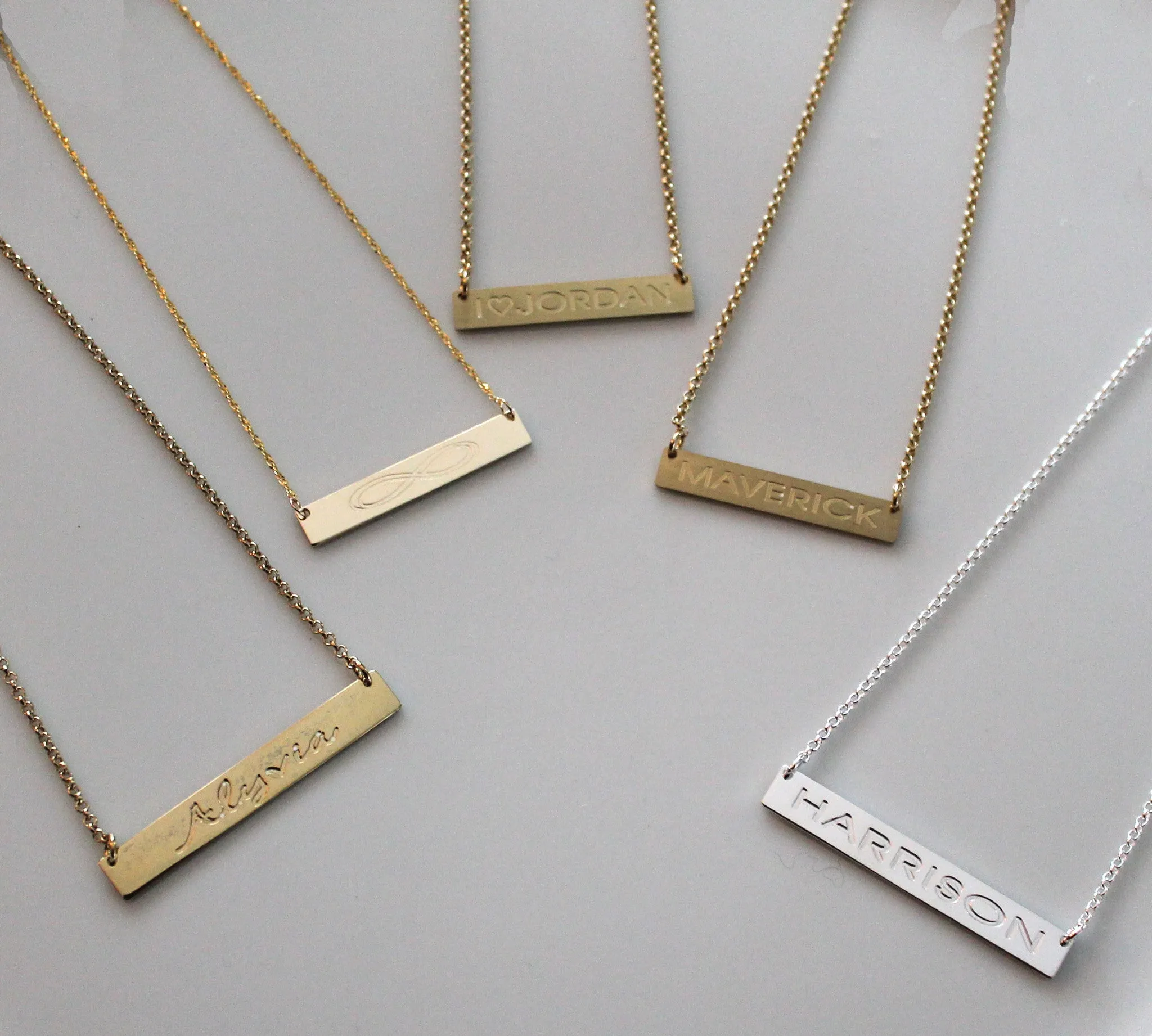 Engraved Gold Bar Necklace-Kardashians-Jenners