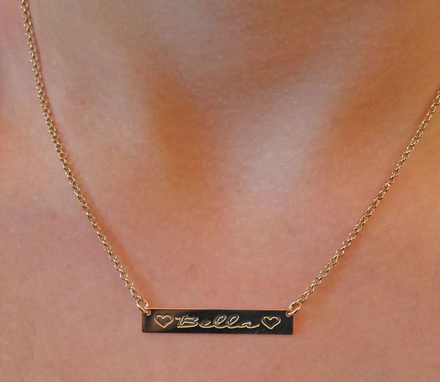 Engraved Gold Bar Necklace-Kardashians-Jenners