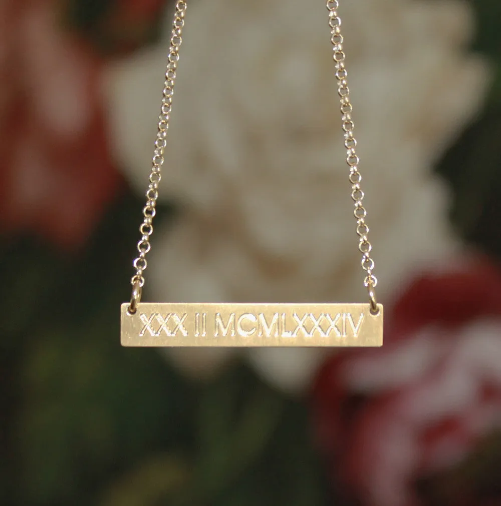 Engraved Gold Bar Necklace-Kardashians-Jenners