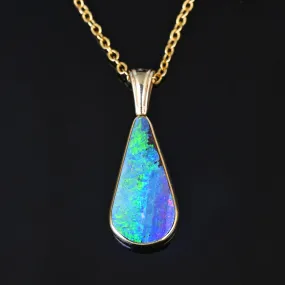 Fine 18K Gold Australian Boulder Opal Pendant