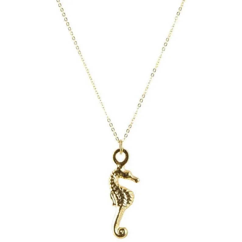 Finished Jewelry-Seahorse Gold Charm Necklace-18 Inches