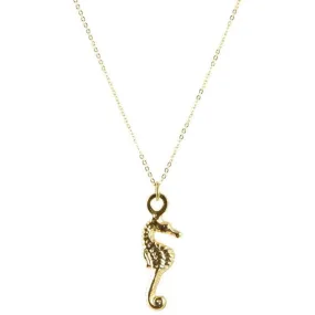 Finished Jewelry-Seahorse Gold Charm Necklace-18 Inches