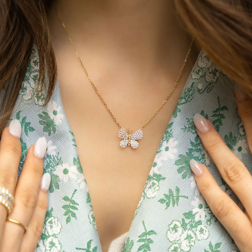 Floating Diamond Butterfly Necklace