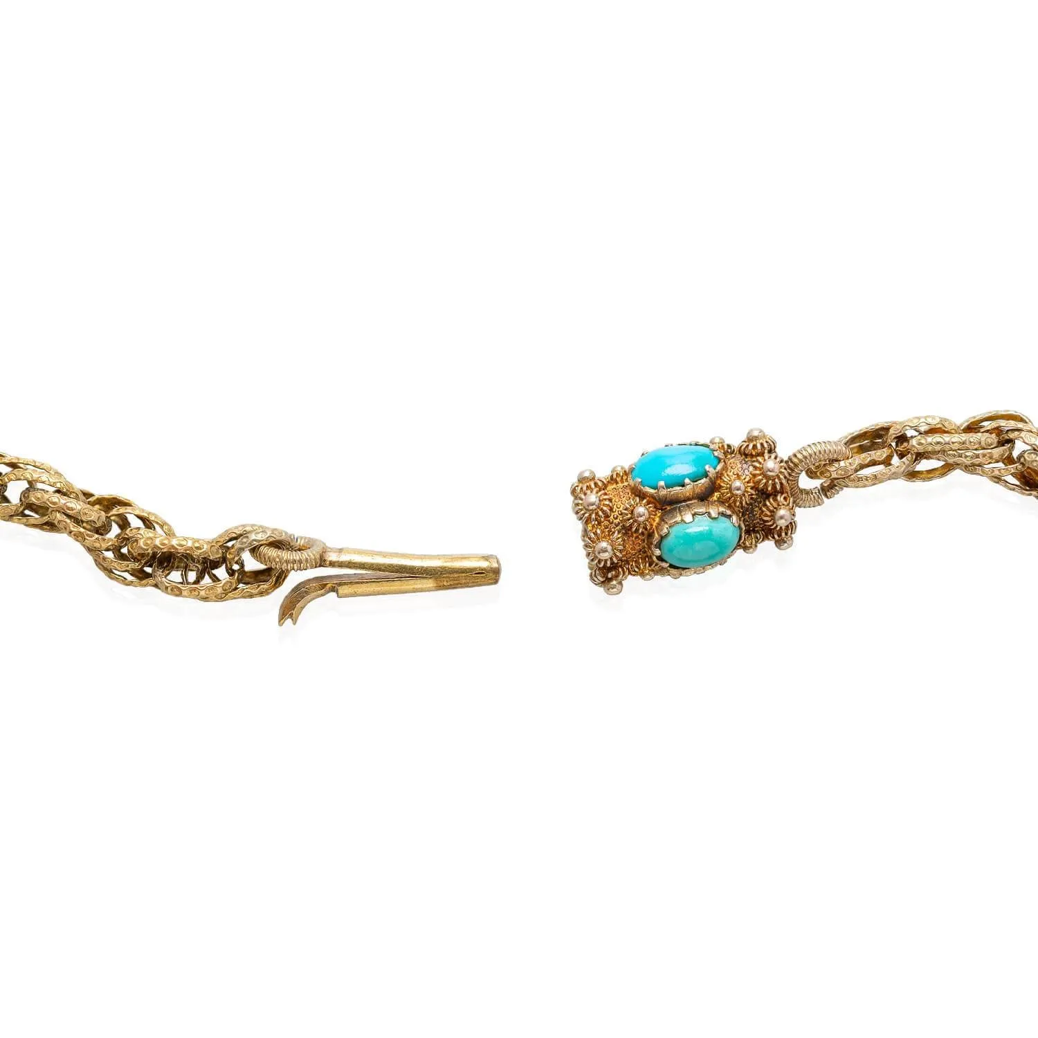 Georgian 15kt Twisted Rope Chain with Etruscan Turquoise Clasp