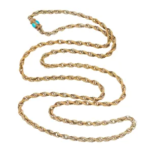 Georgian 15kt Twisted Rope Chain with Etruscan Turquoise Clasp