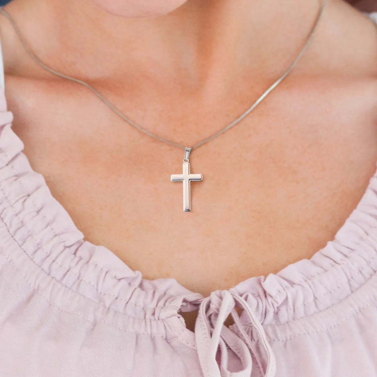 Gift For Granddaughter, Confirmation or Baptism Embrace the Greatness Stainless Steel Cross Necklace