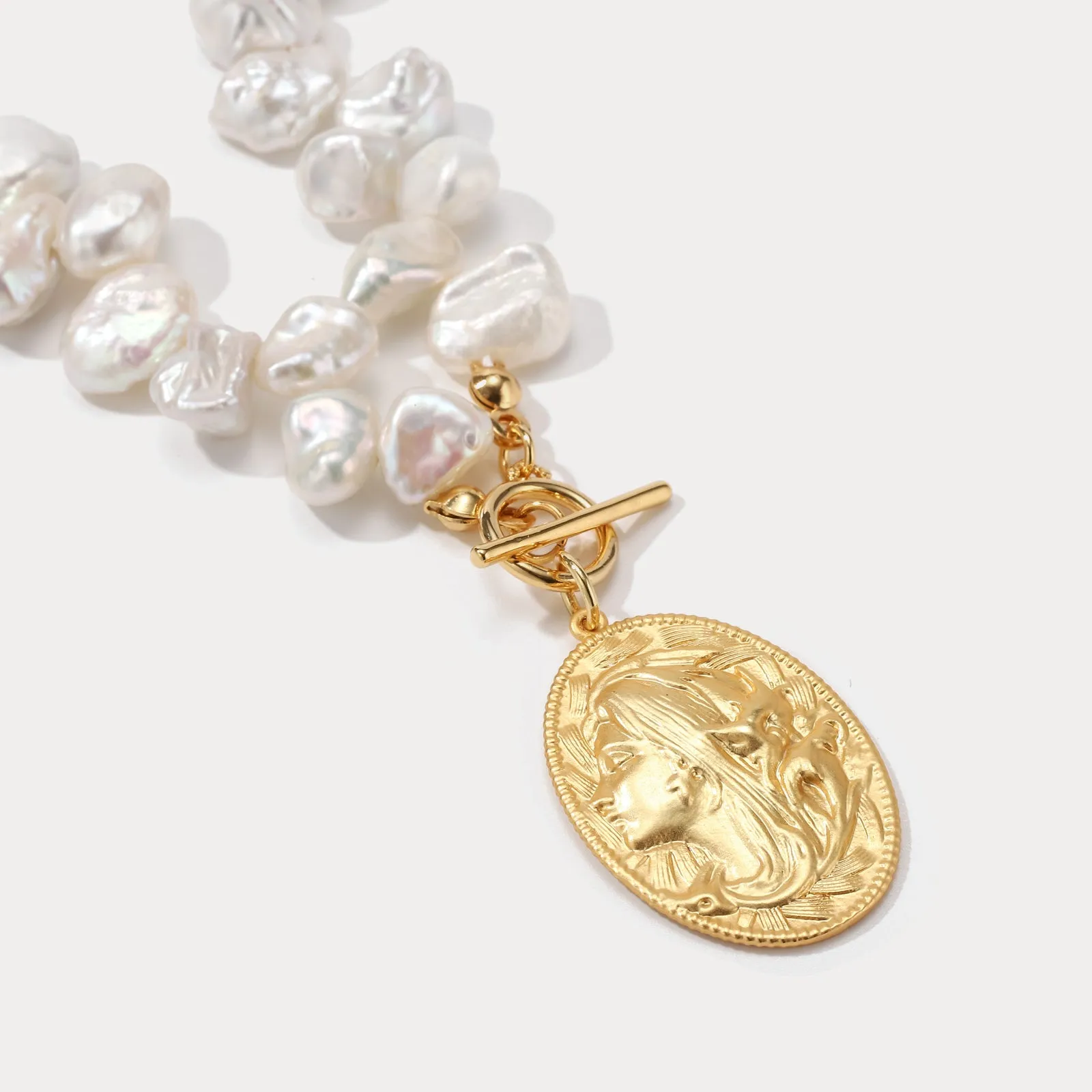 Goddess Coin Pearl Necklace