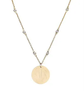 Gold Engraved Disc on Cubic Zirconia Necklace - Clare Crawley