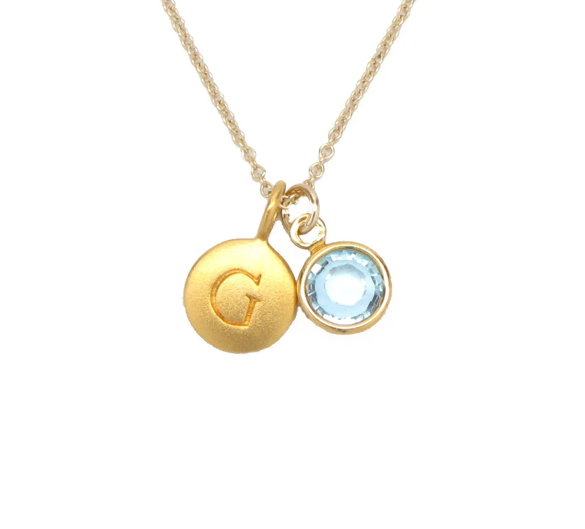 Gold Initial & Birthstone Charm Necklace