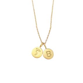 Gold Initial & Footprint Charm Necklace