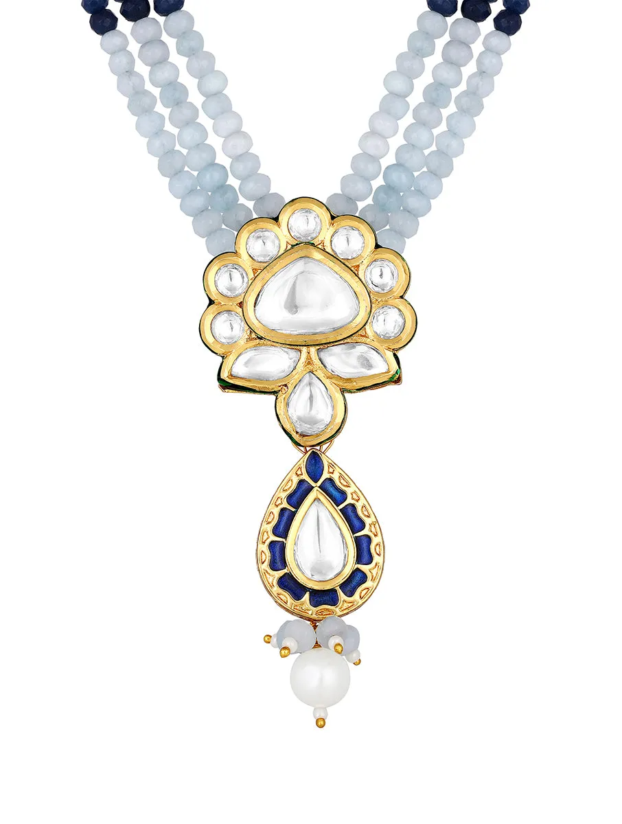 Gold Plated Kundan Necklace with Agate