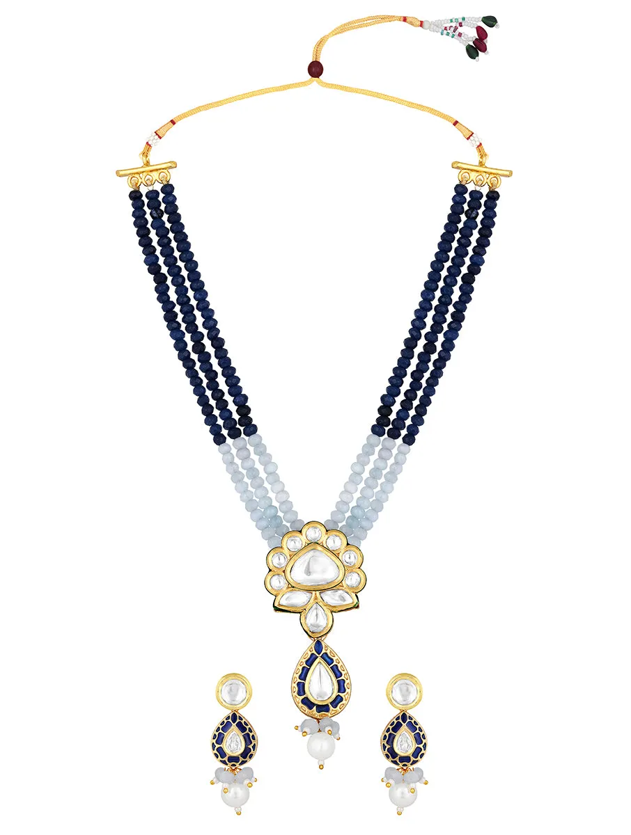 Gold Plated Kundan Necklace with Agate