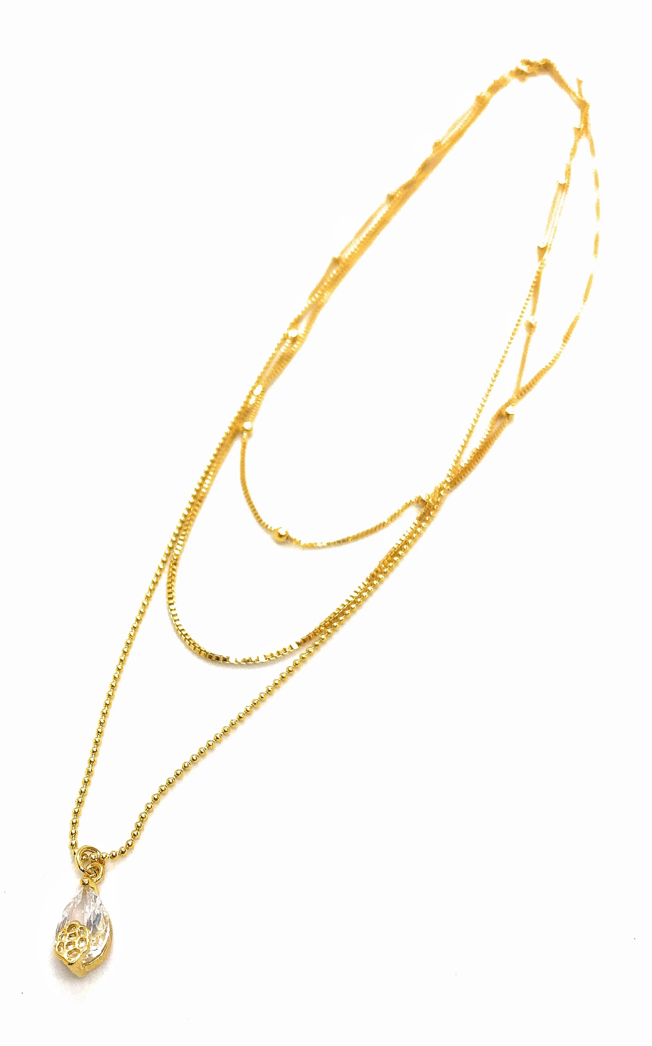 Gold Triple Layer Chain Necklace