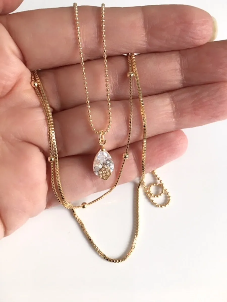 Gold Triple Layer Chain Necklace