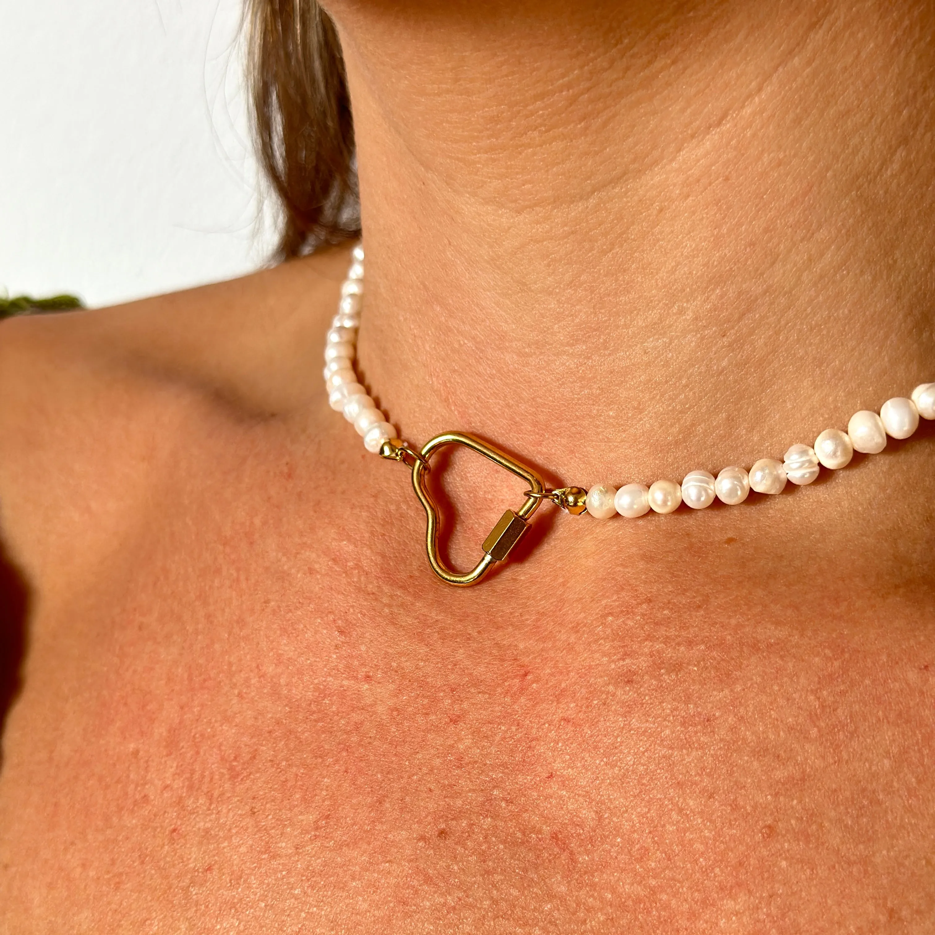 Golden Heart Pearl necklace