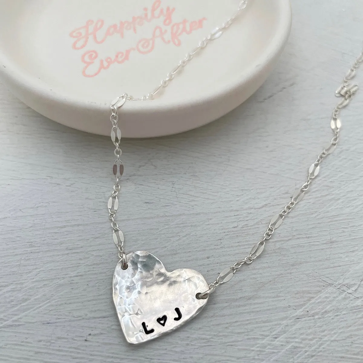 Hammered Personalized Heart Necklace