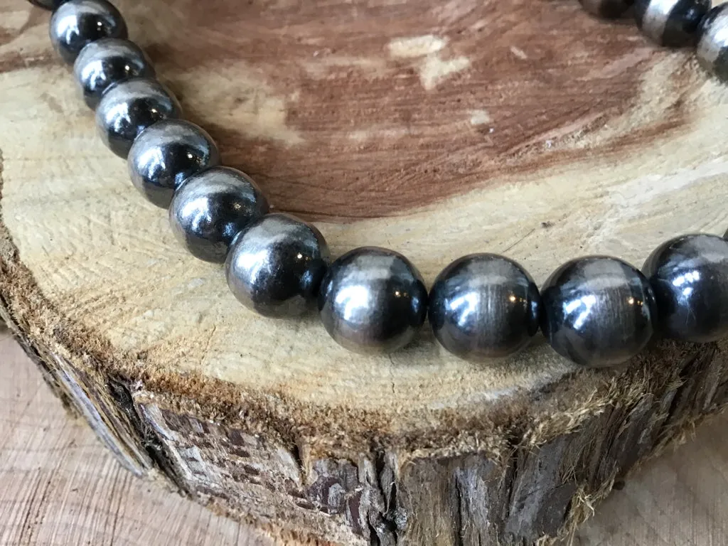 Handmade 10 MM Navajo Sterling Pearl Necklace 18