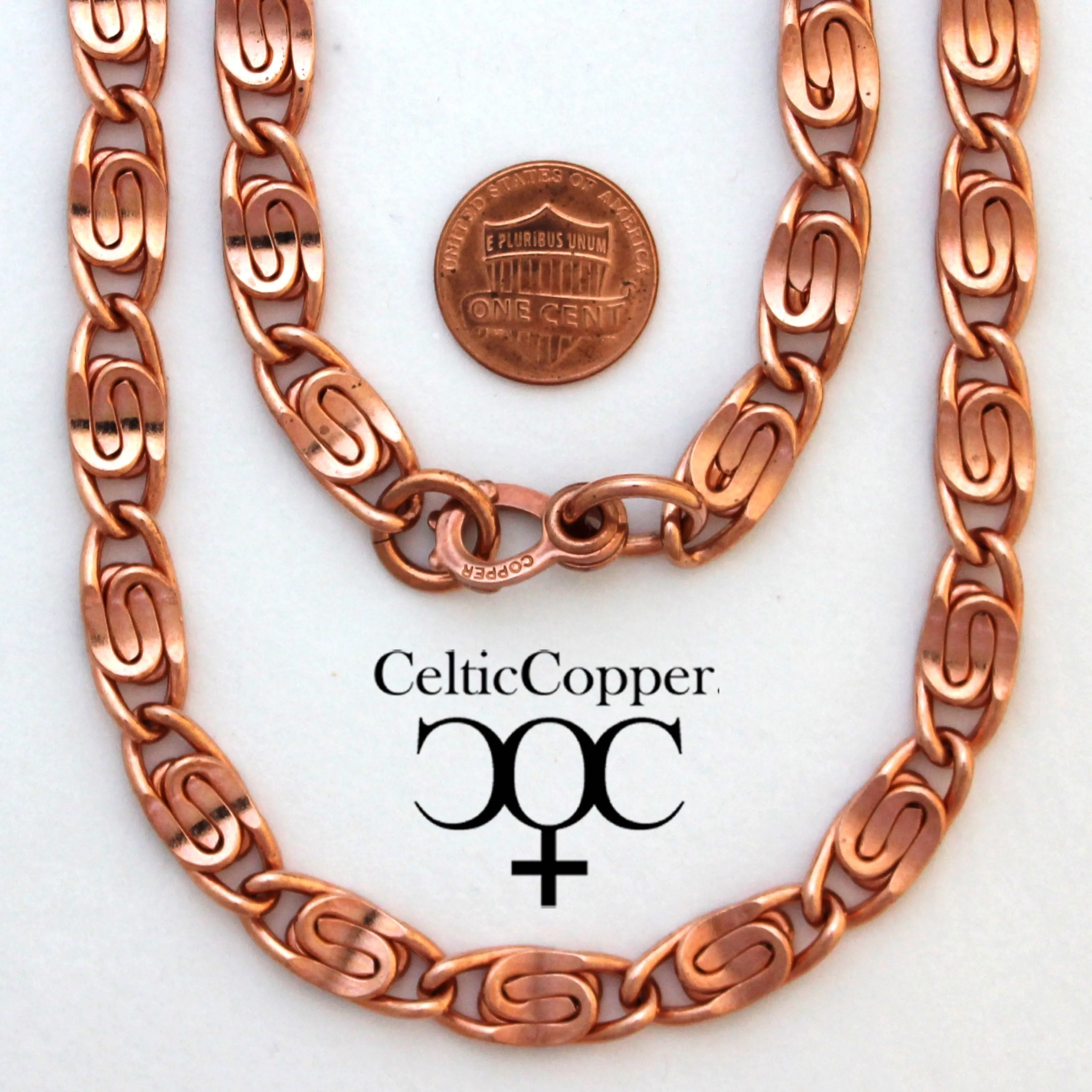 Heavy Copper Celtic Scroll Chain Necklace NC69 Celtic Copper 7.25mm Scroll Chain Necklace 24 Inch Chain