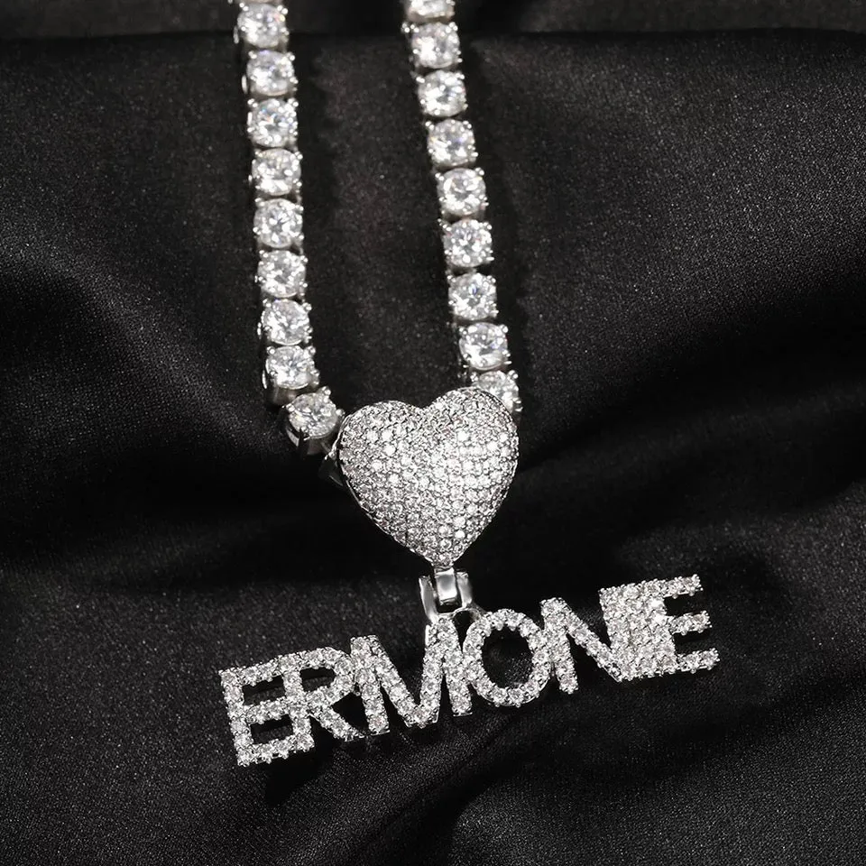 Iced Heart Name Necklace