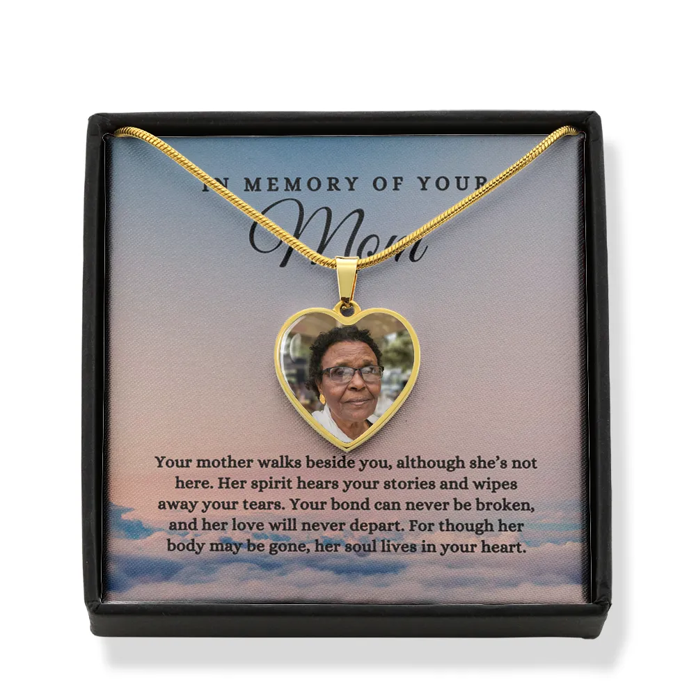 In Memory of your Mom Remembrance Memorial Custom Heart Pendant Photo Necklace