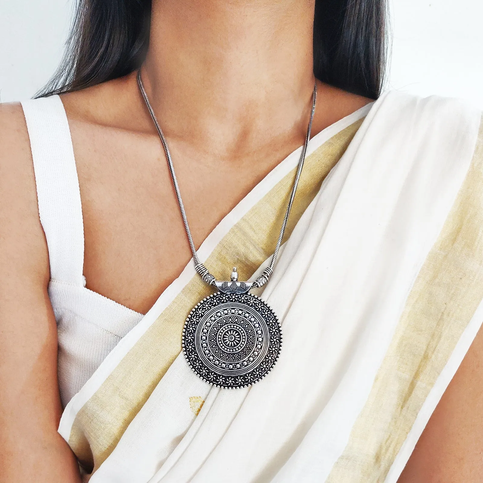 Ishya Silver Oxidized Necklace