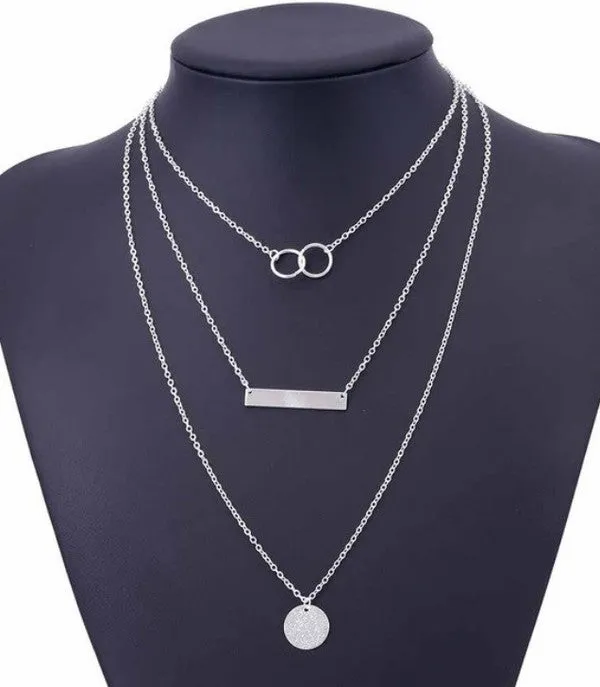 Jane Layered Necklace-Silver