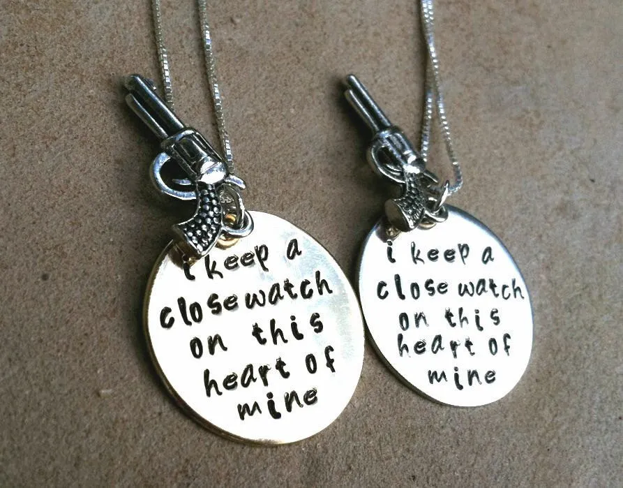 Johnny Cash Jewelry, Johnny Cash Necklace, I Keep A Close Watch, Johnny Cash gold or silver, Personalized Hand Stamped Jewelry