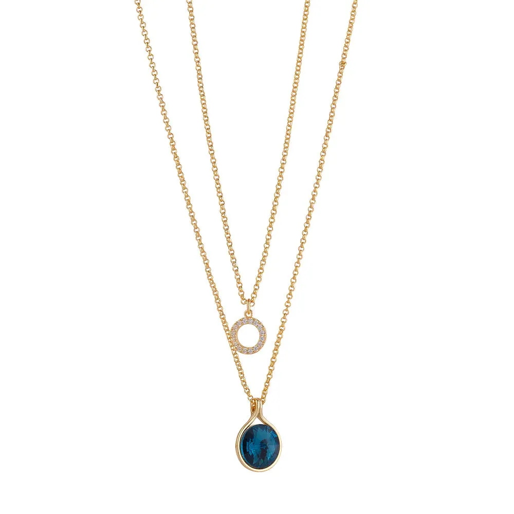 Layered Crystal & Sapphire Necklace - Knight & Day Collection