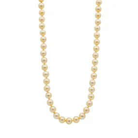 Ladies Vintage Natural Pearl Beads Cocktail Chain Necklace With 14K Yellow Gold