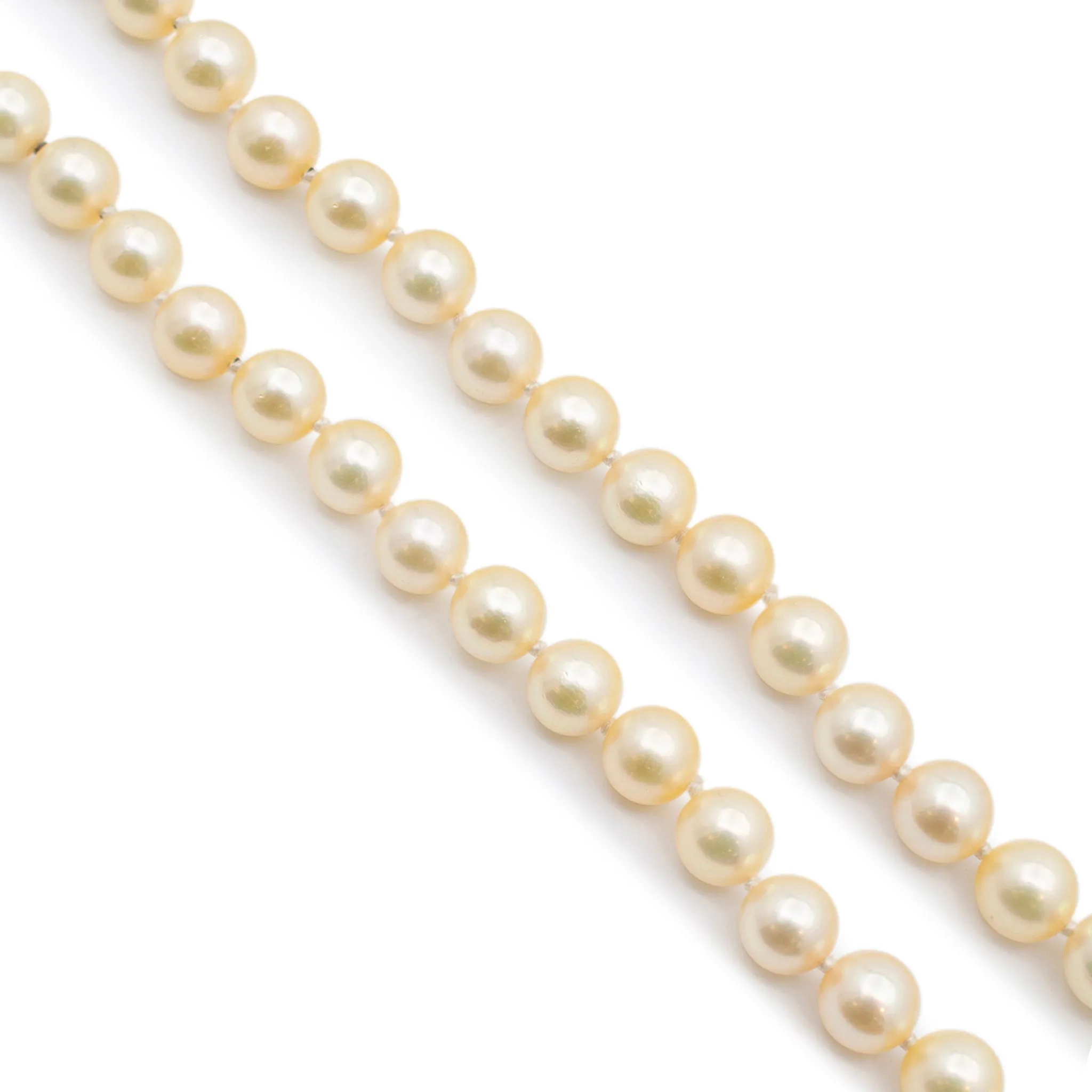 Ladies Vintage Natural Pearl Beads Cocktail Chain Necklace With 14K Yellow Gold