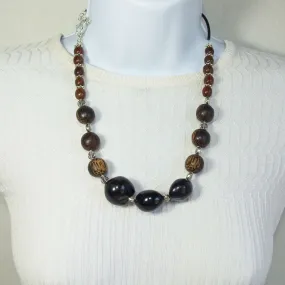 Lalasa, Tagua Nut and Wooden Bead Single Strand Necklace