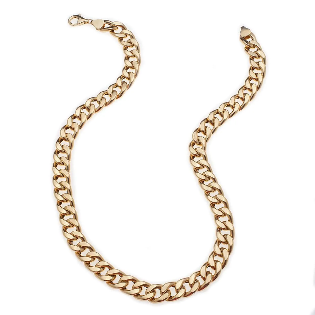 Large 14K Gold Flat Cuban Link Necklace 9.5mm