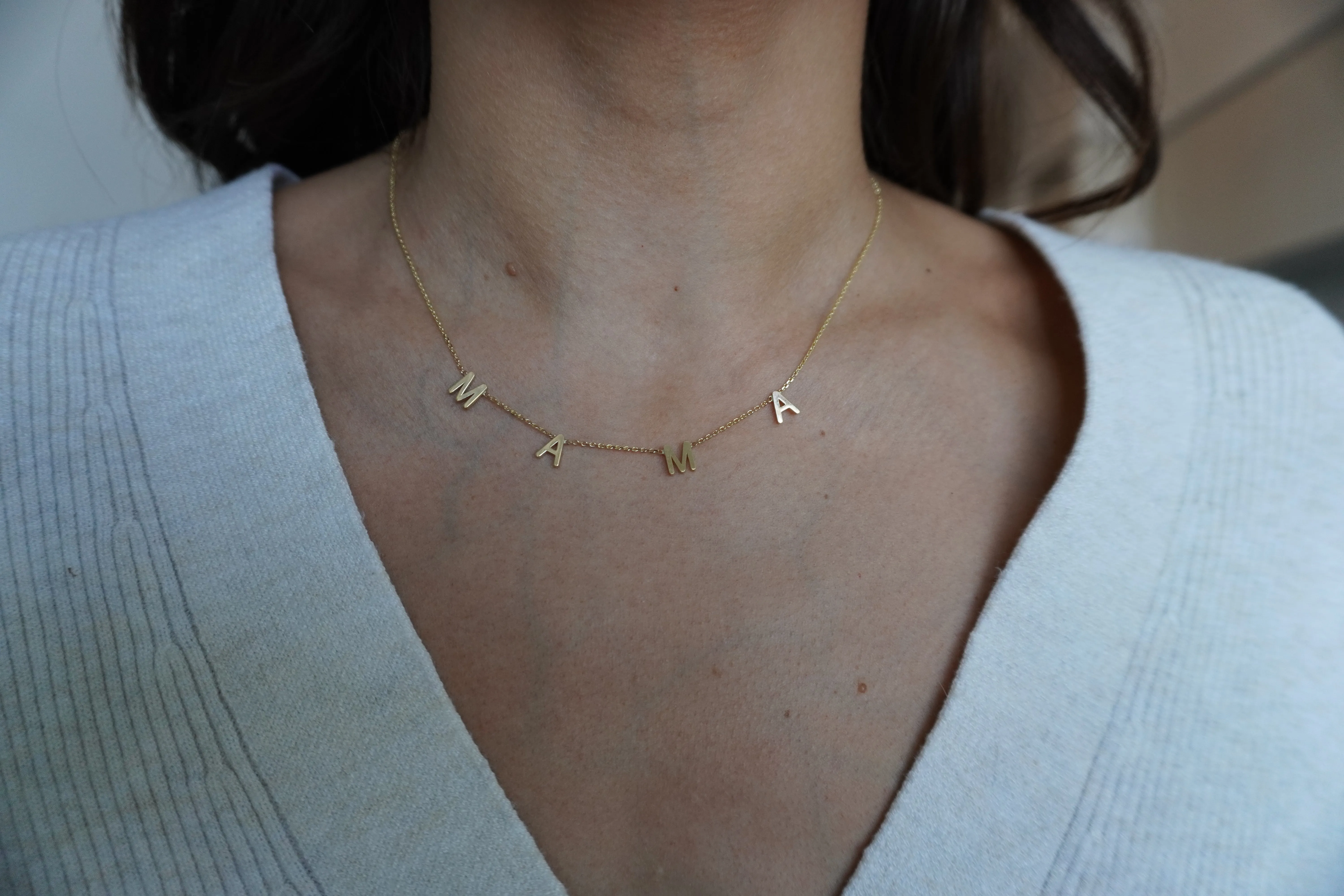 Letter Mama Necklace | Sterling Silver