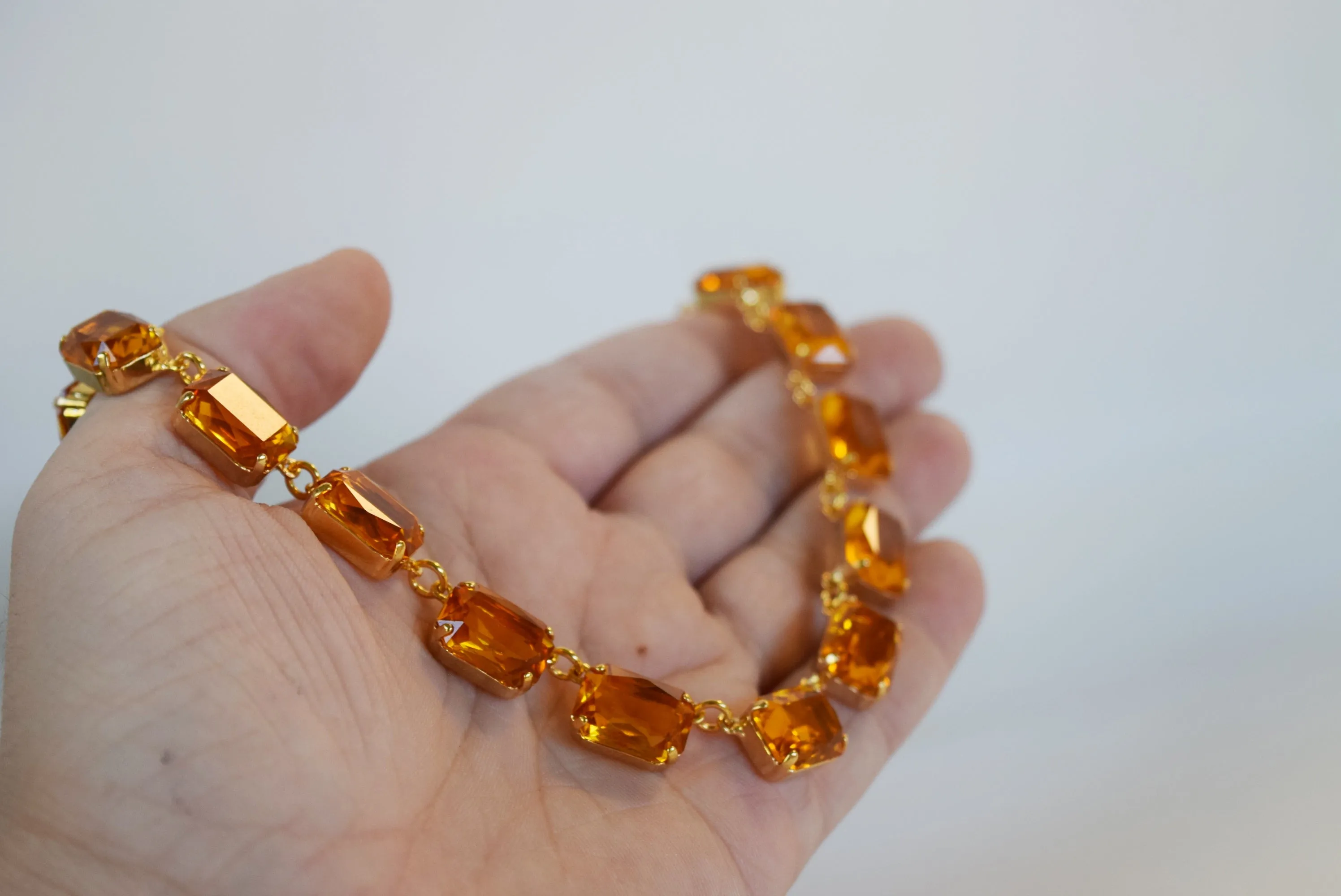 Medium Octagon Light Orange Collet Necklace