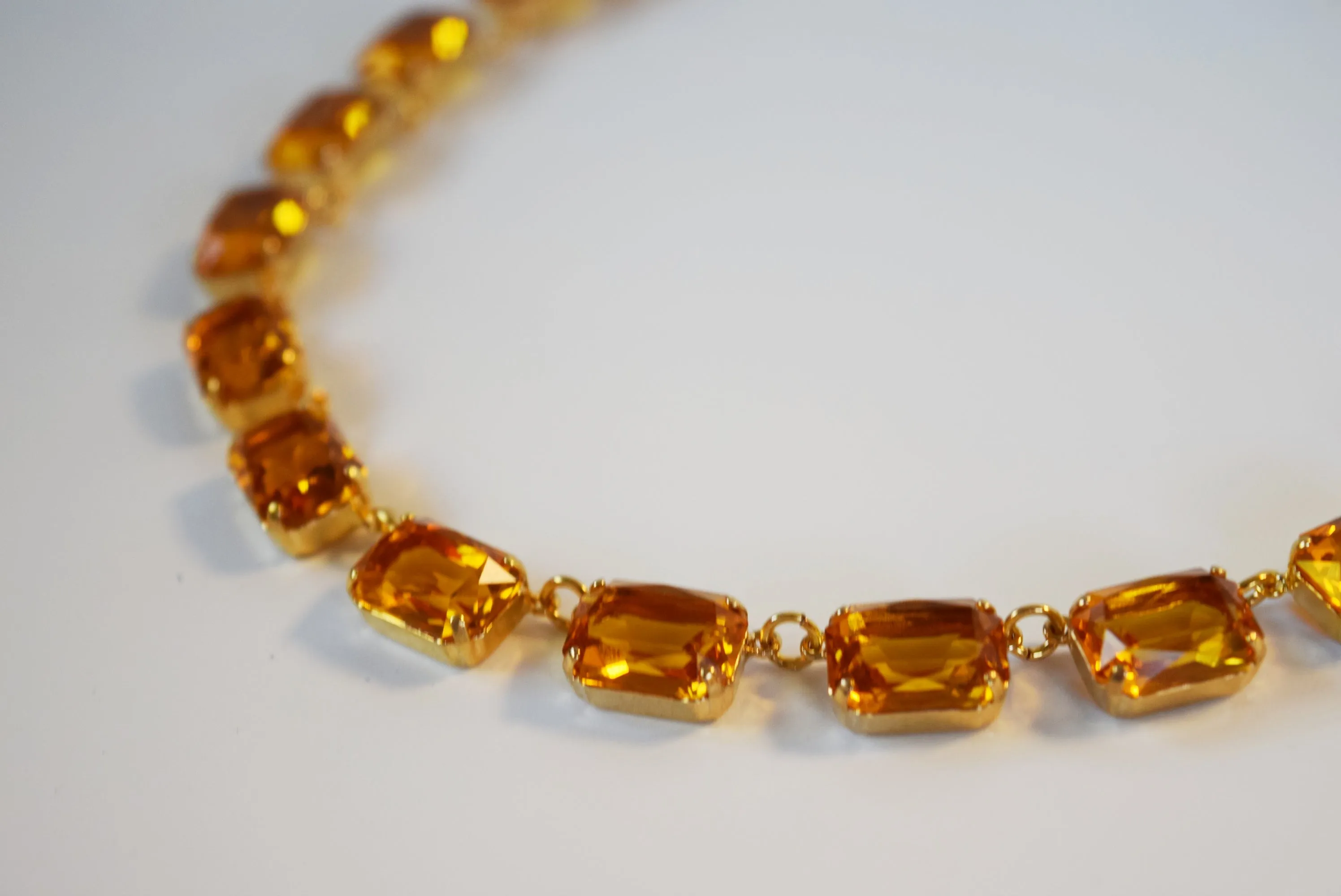 Medium Octagon Light Orange Collet Necklace