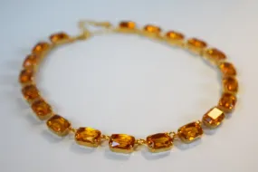 Medium Octagon Light Orange Collet Necklace