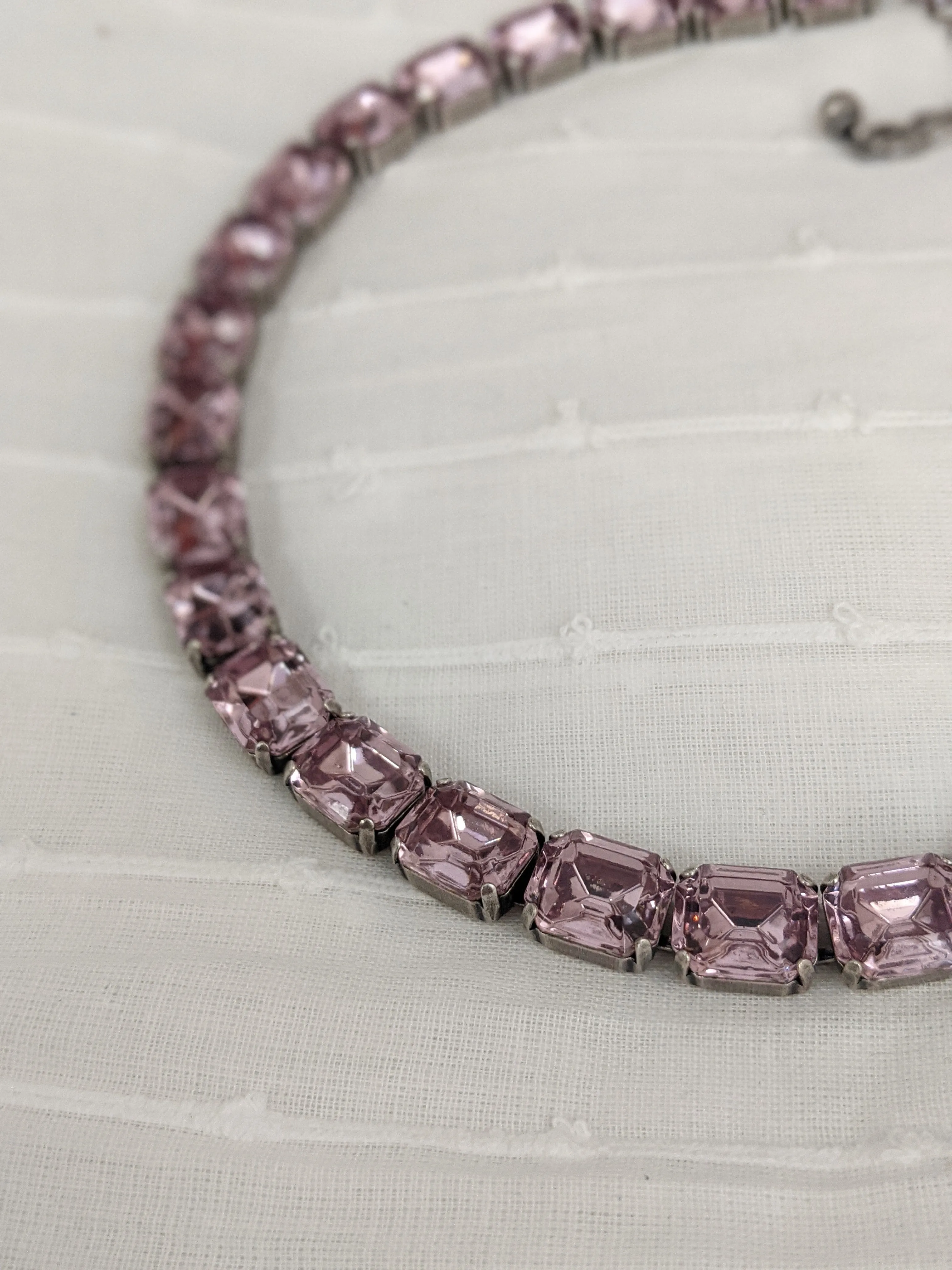 Small Octagonal Light Purple Crystal Necklace with Collet Setting