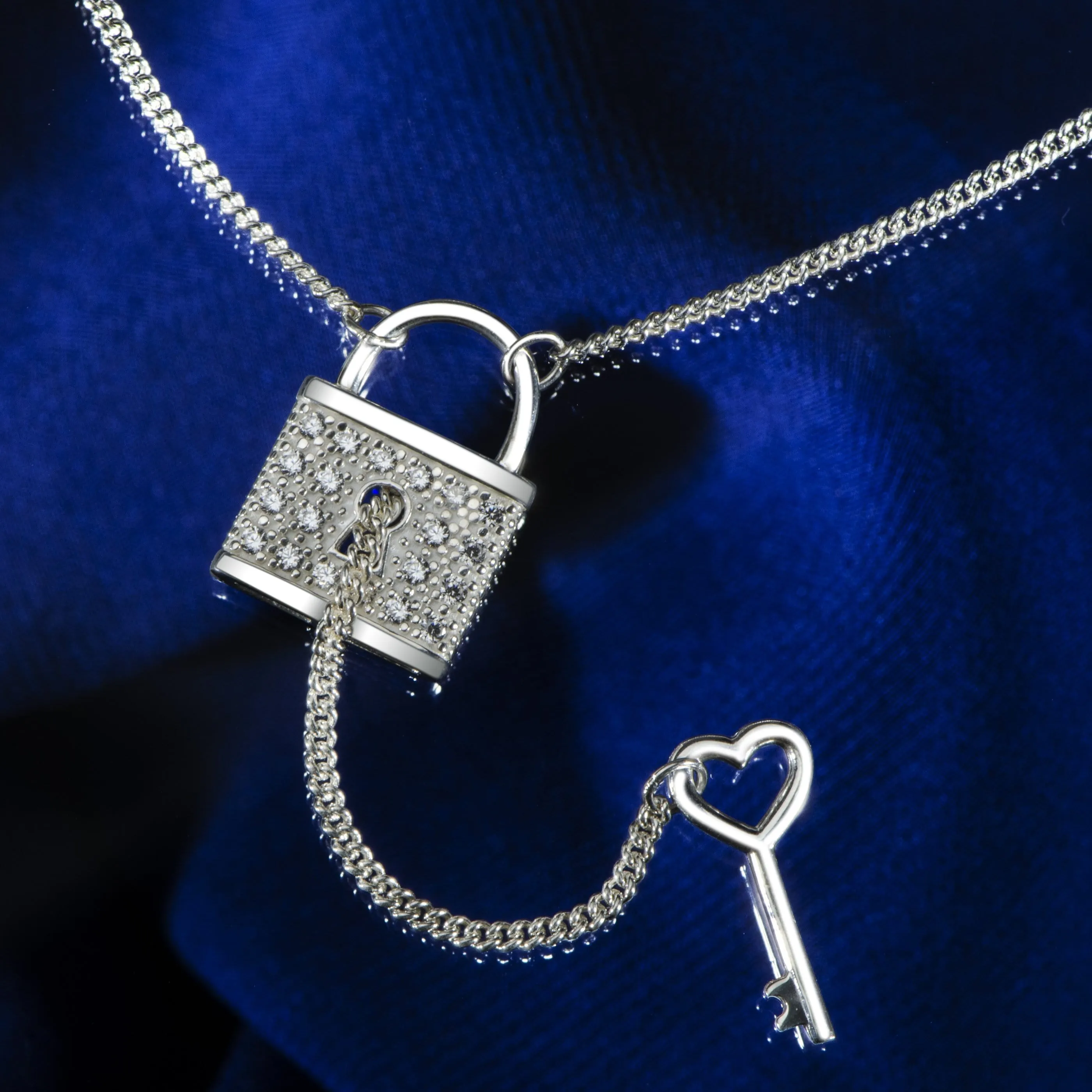 Love Lock and Key Necklace Sterling Silver