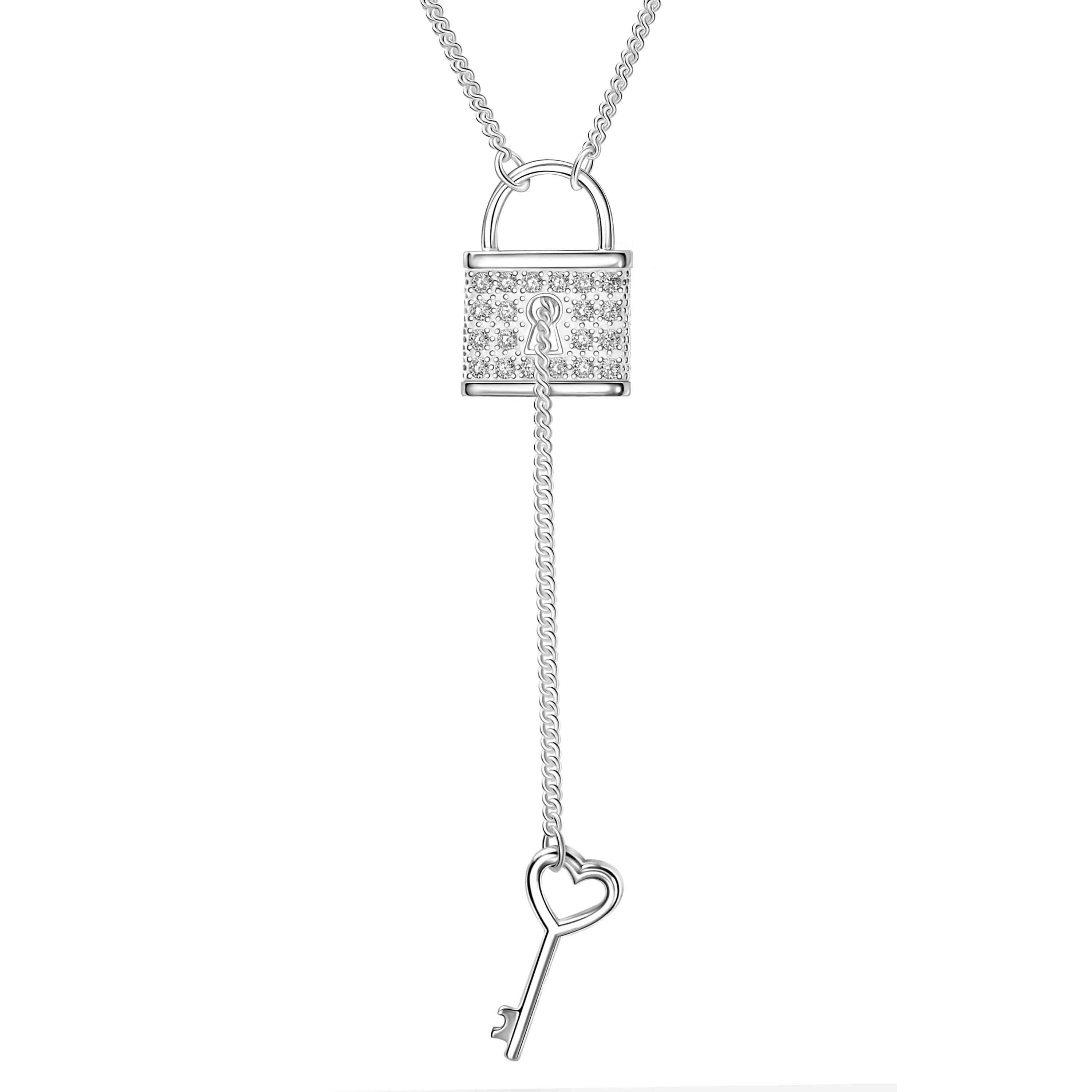 Love Lock and Key Necklace Sterling Silver