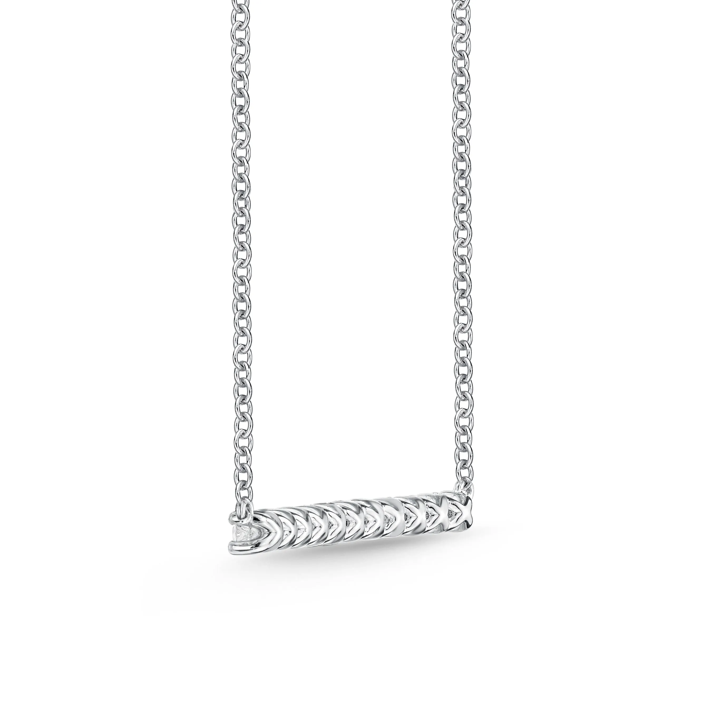 Memoire 18k White Gold Prong-Set Diamond Bar Necklace