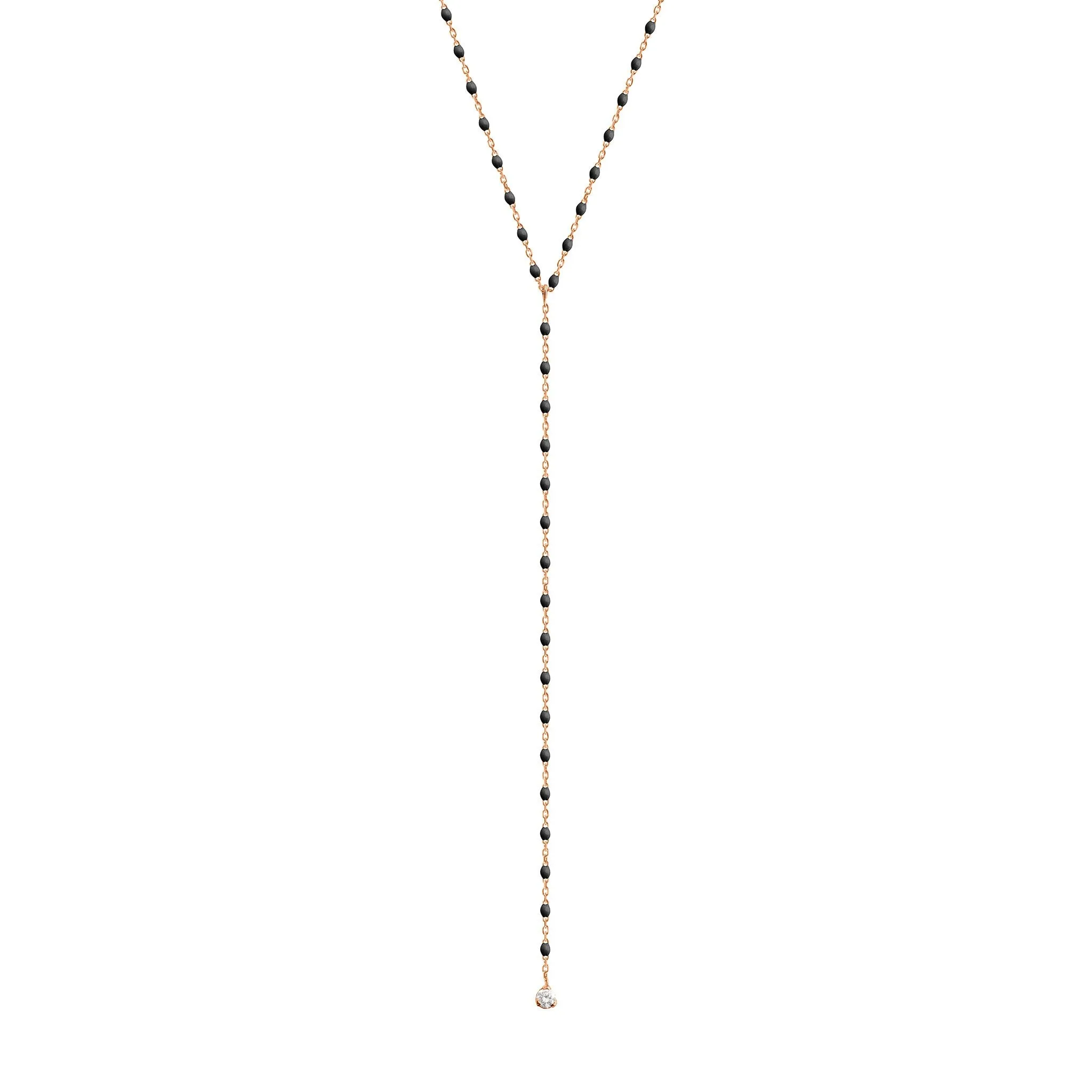 Mini Gigi Y Party Black necklace, Rose Gold, 19.7"