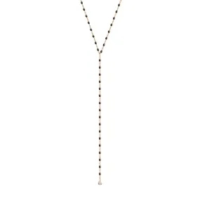 Mini Gigi Y Party Black necklace, Rose Gold, 19.7"