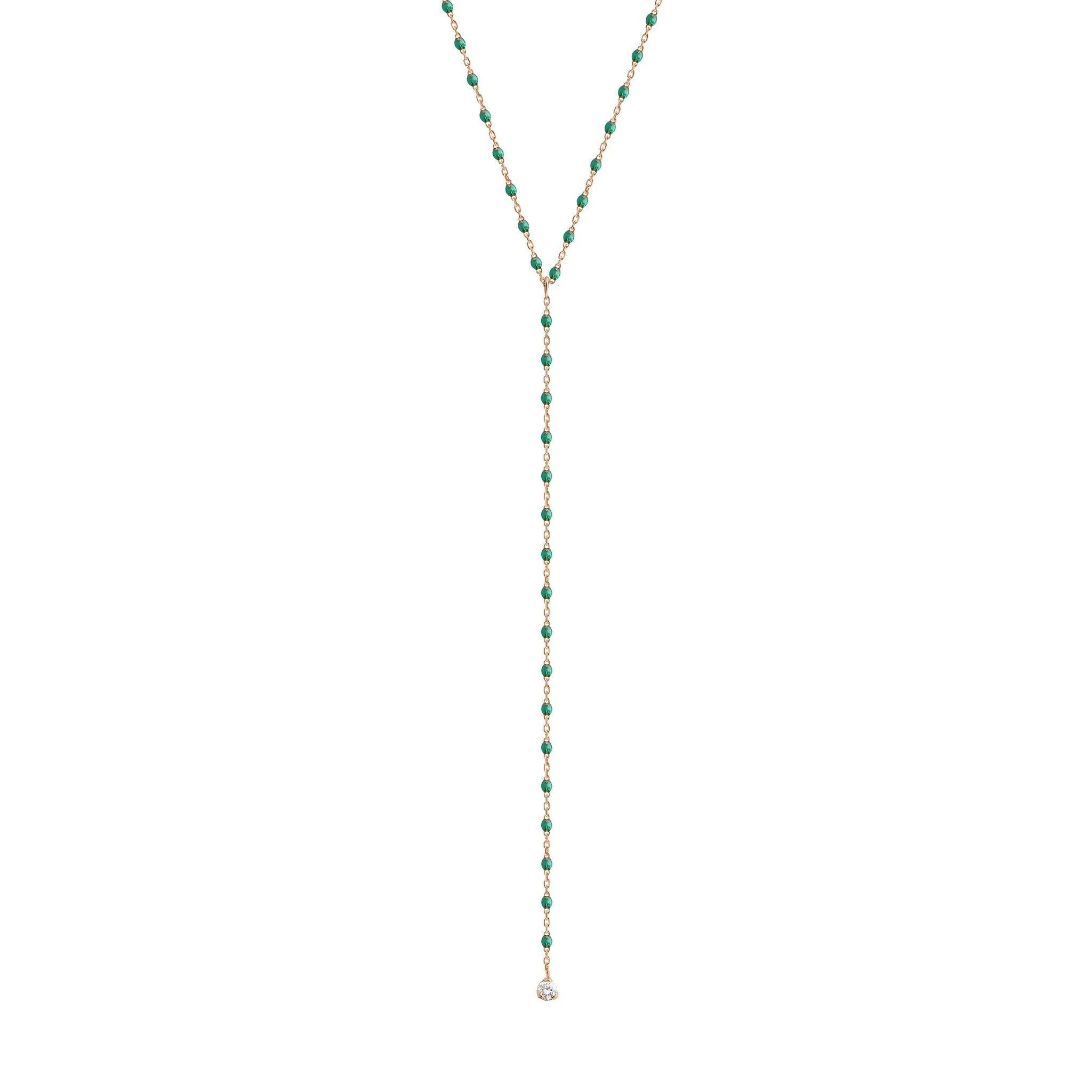 Mini Gigi Y Party Emerald necklace, Rose Gold, 19.7"