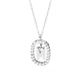 Moissanite Letter M Dangle Pendant Necklace