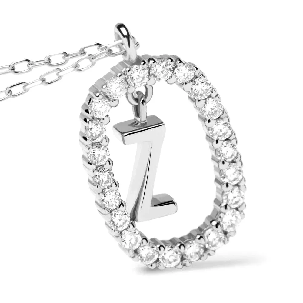 Moissanite Letter Z Dangle Pendant Necklace