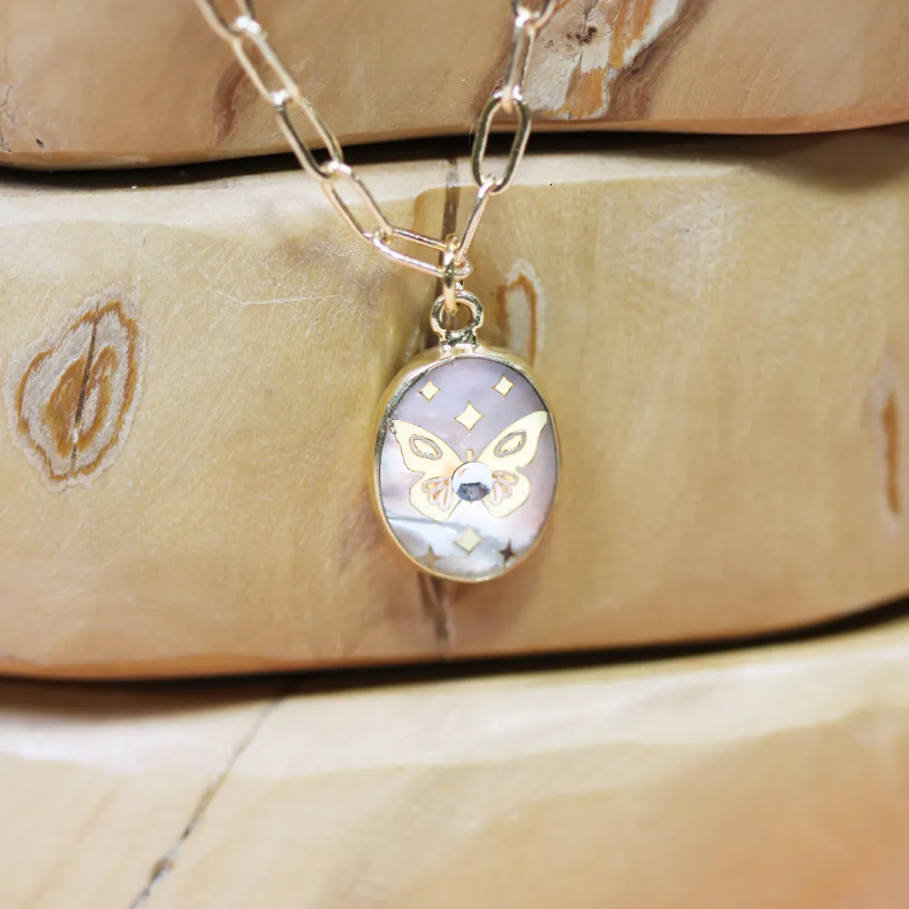 Mother of Pearl Butterfly Necklace