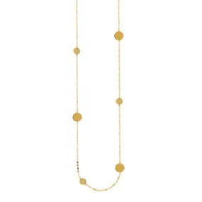 MULTI SIZE DISC LONG NECKLACE 14K